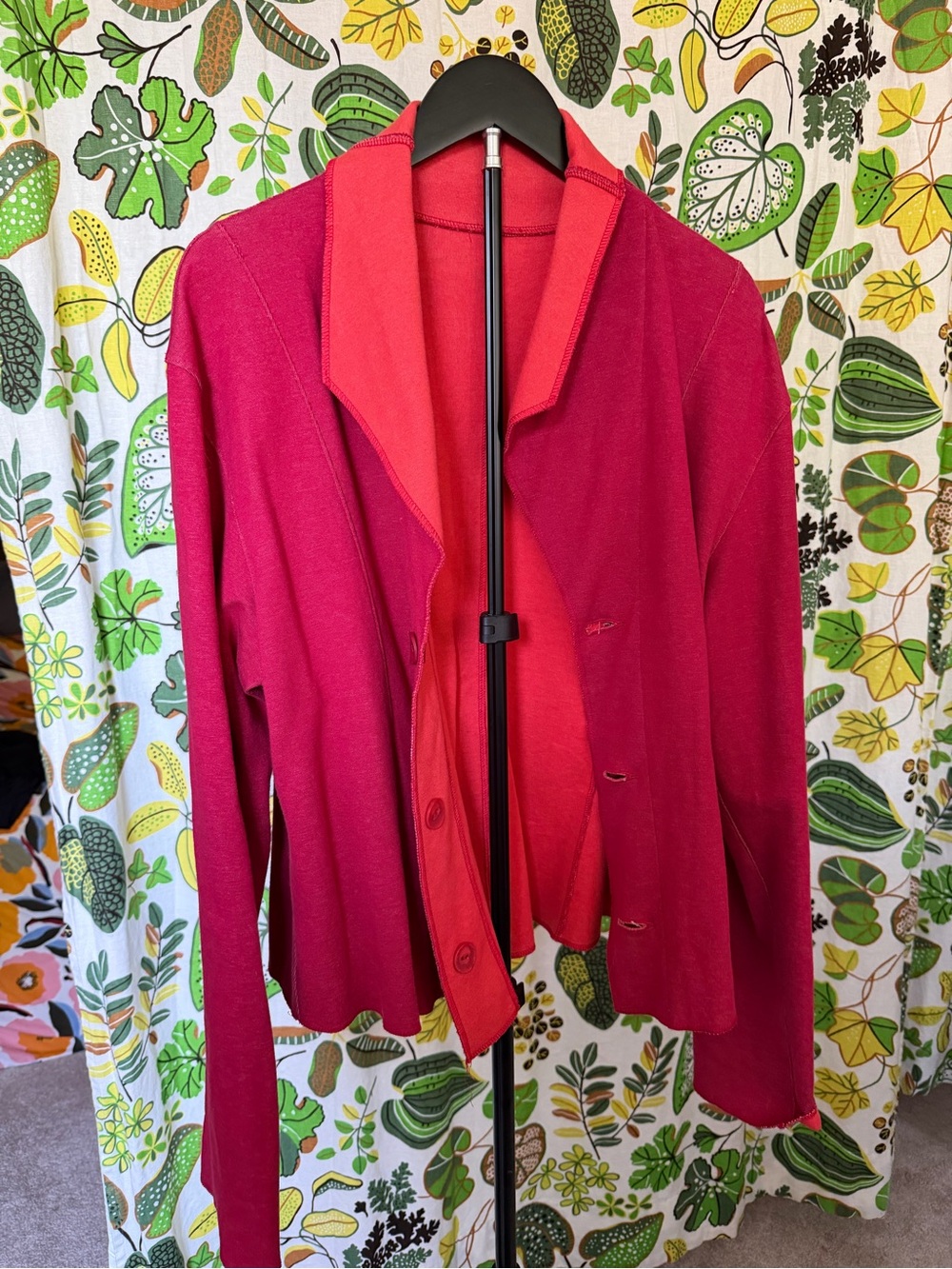 Reversible Coral Pink Button Front Knit Jacket Cardigan